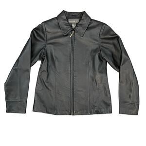 Copper Key Leather Jacket Long Sleeve Full-Zip Black Girls US Size L Large